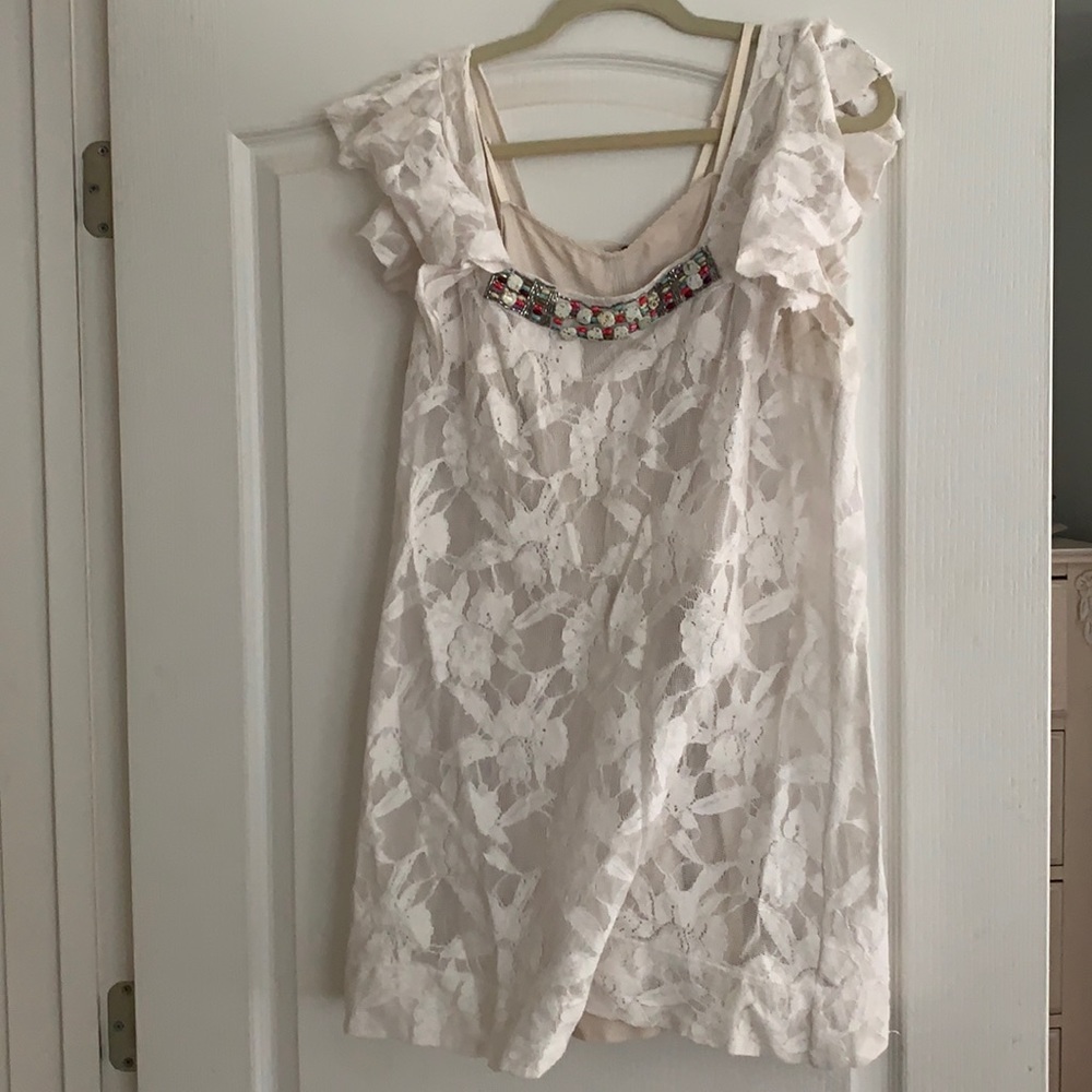 Free People white dress with beading
